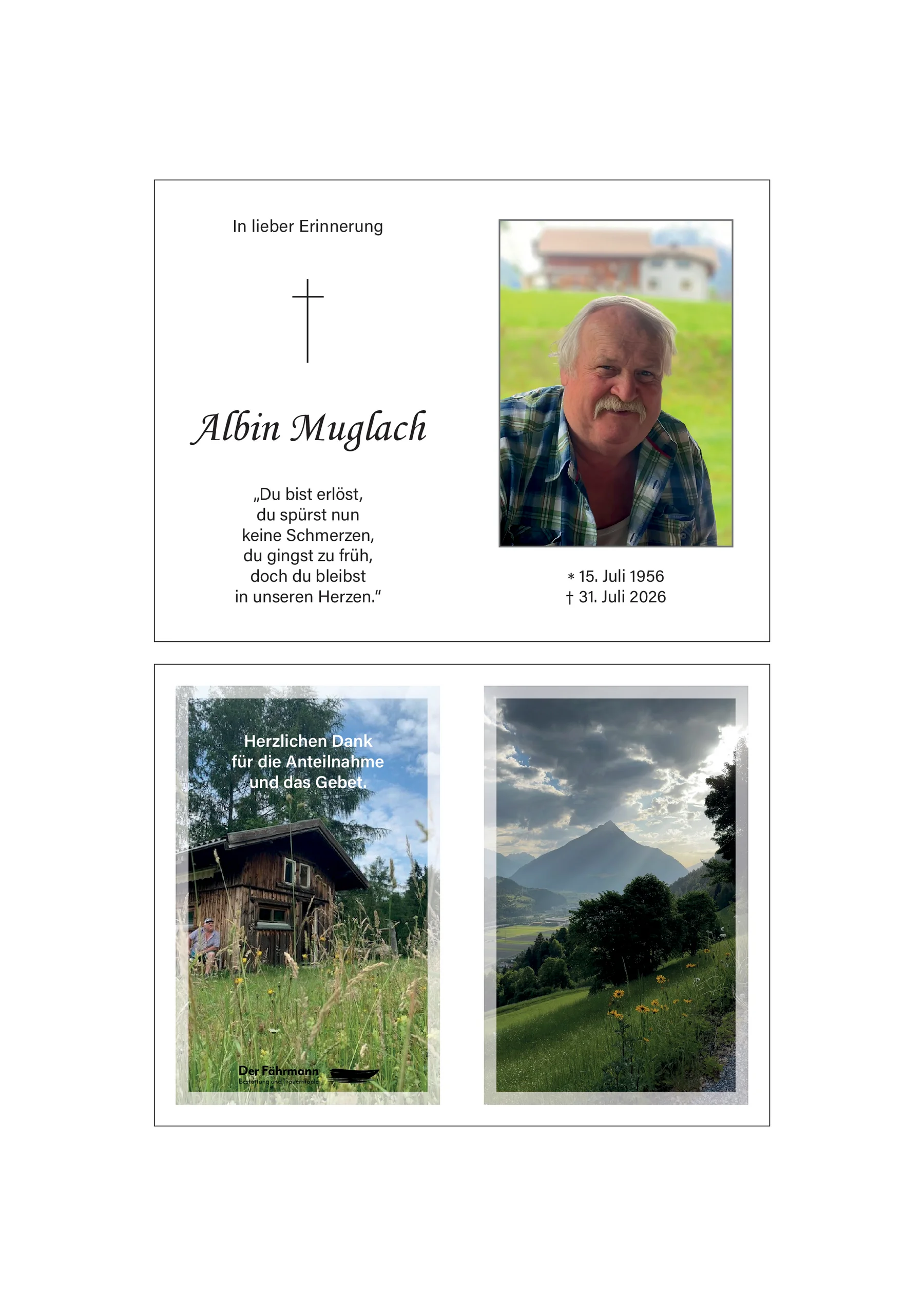 Sterbebild Albin Muglach