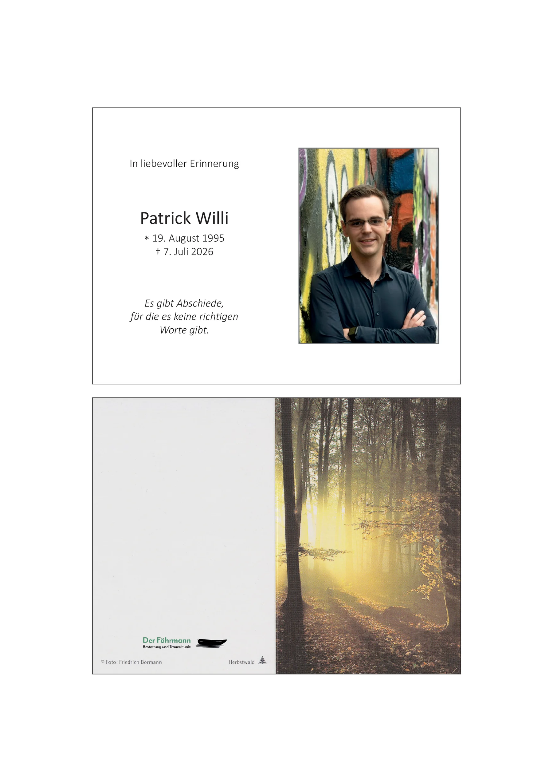 Sterbebild Patrick Willi