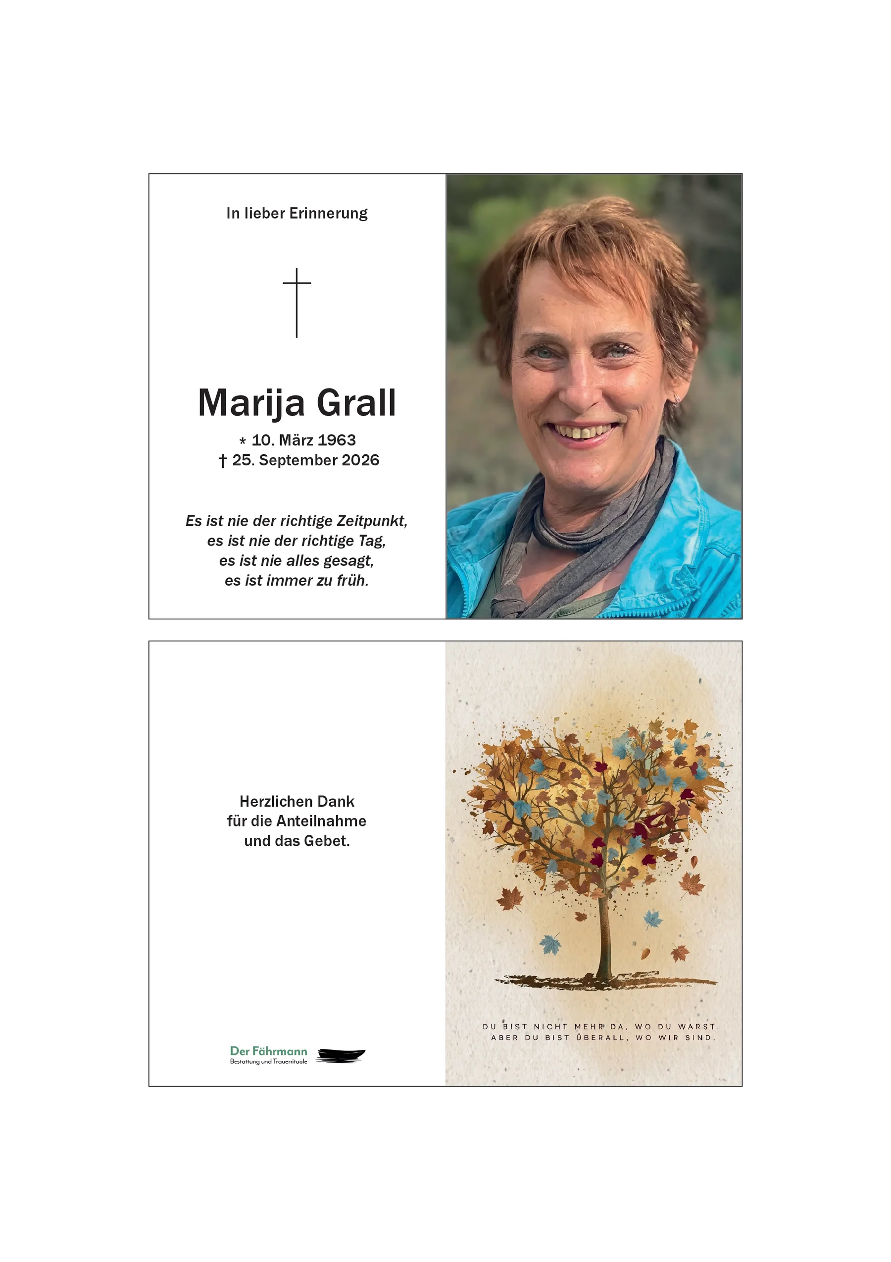 Sterbebild Marija Grall