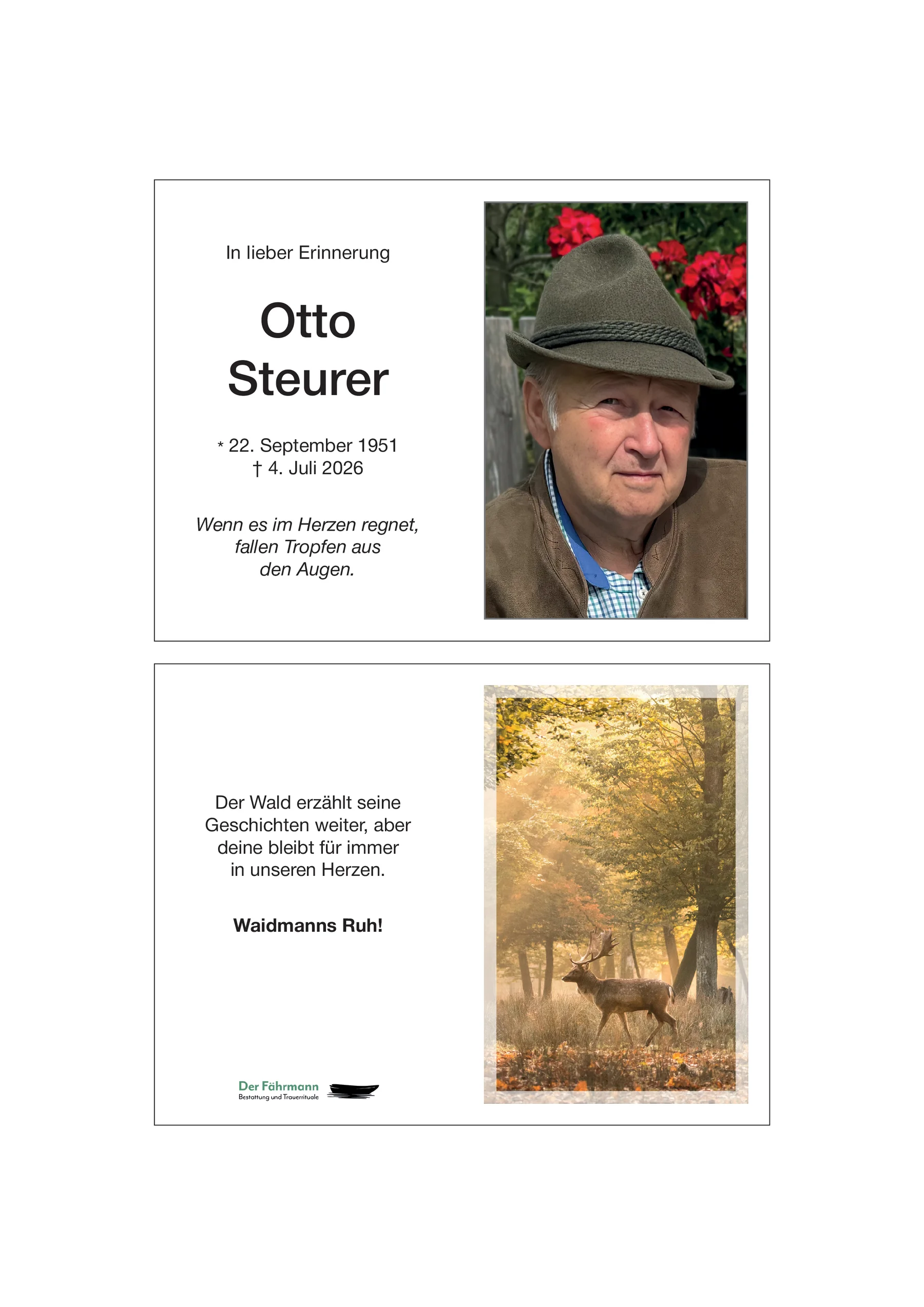 Sterbebild Otto Steurer
