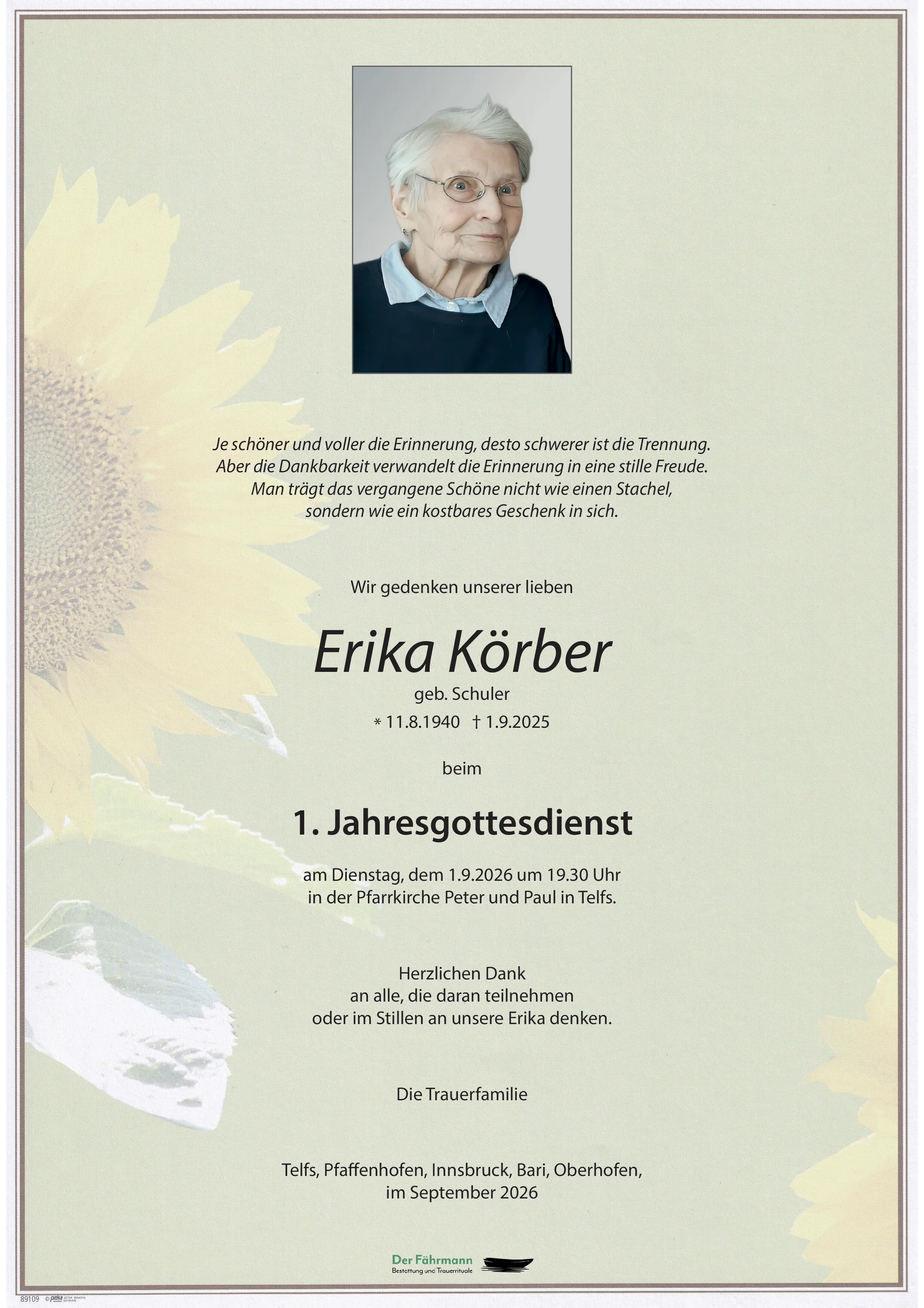 Jahrtag Erika Körber