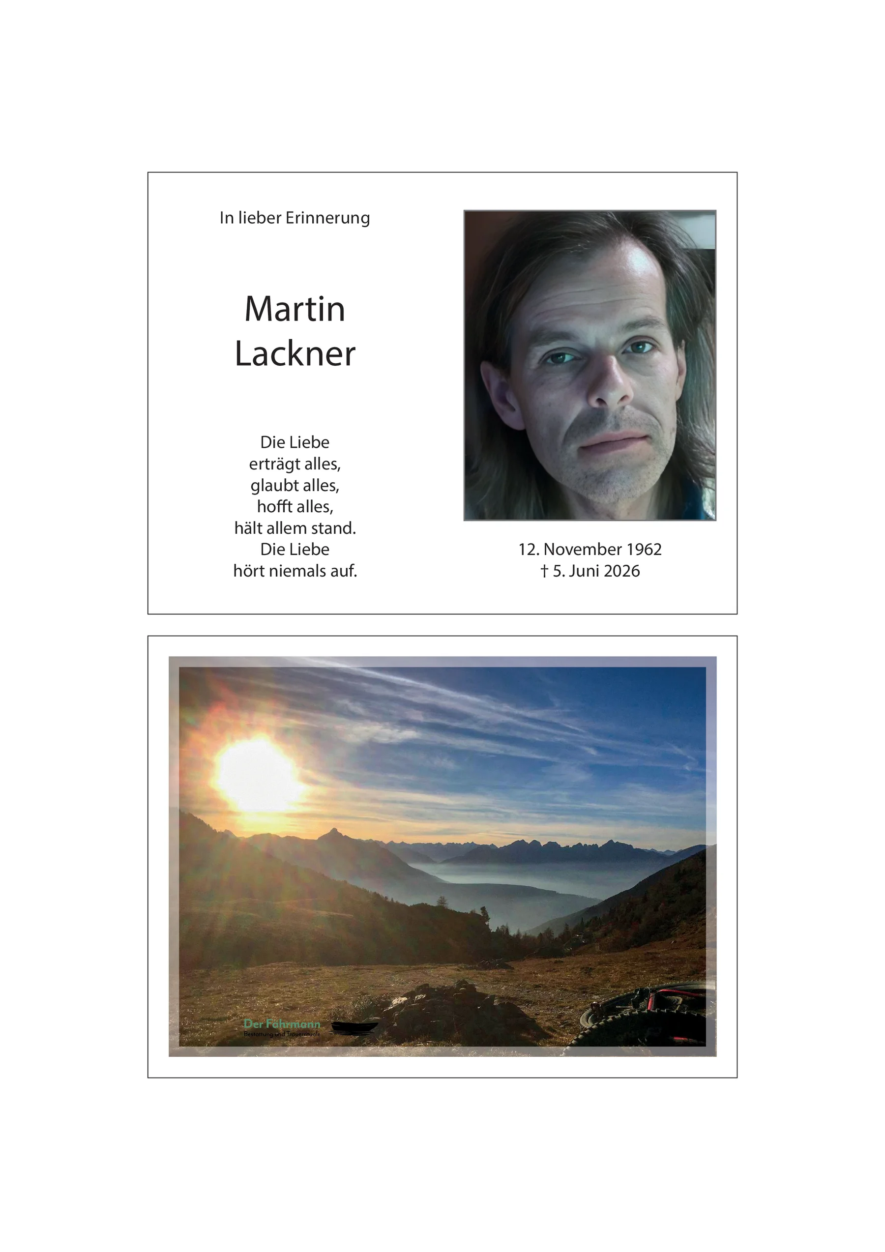 Sterbebild Martin Lackner