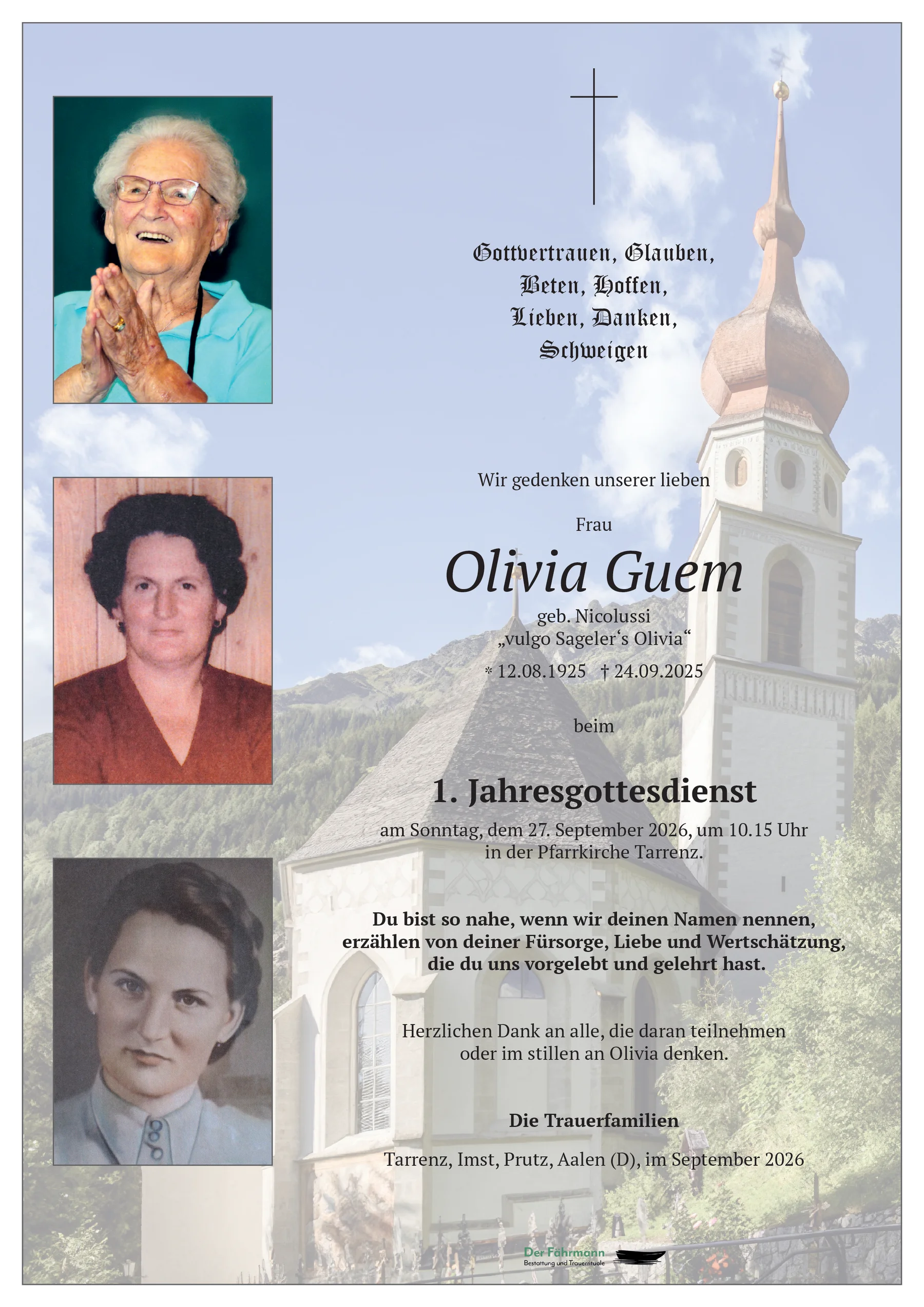 1. Jahrtag Guem Olivia