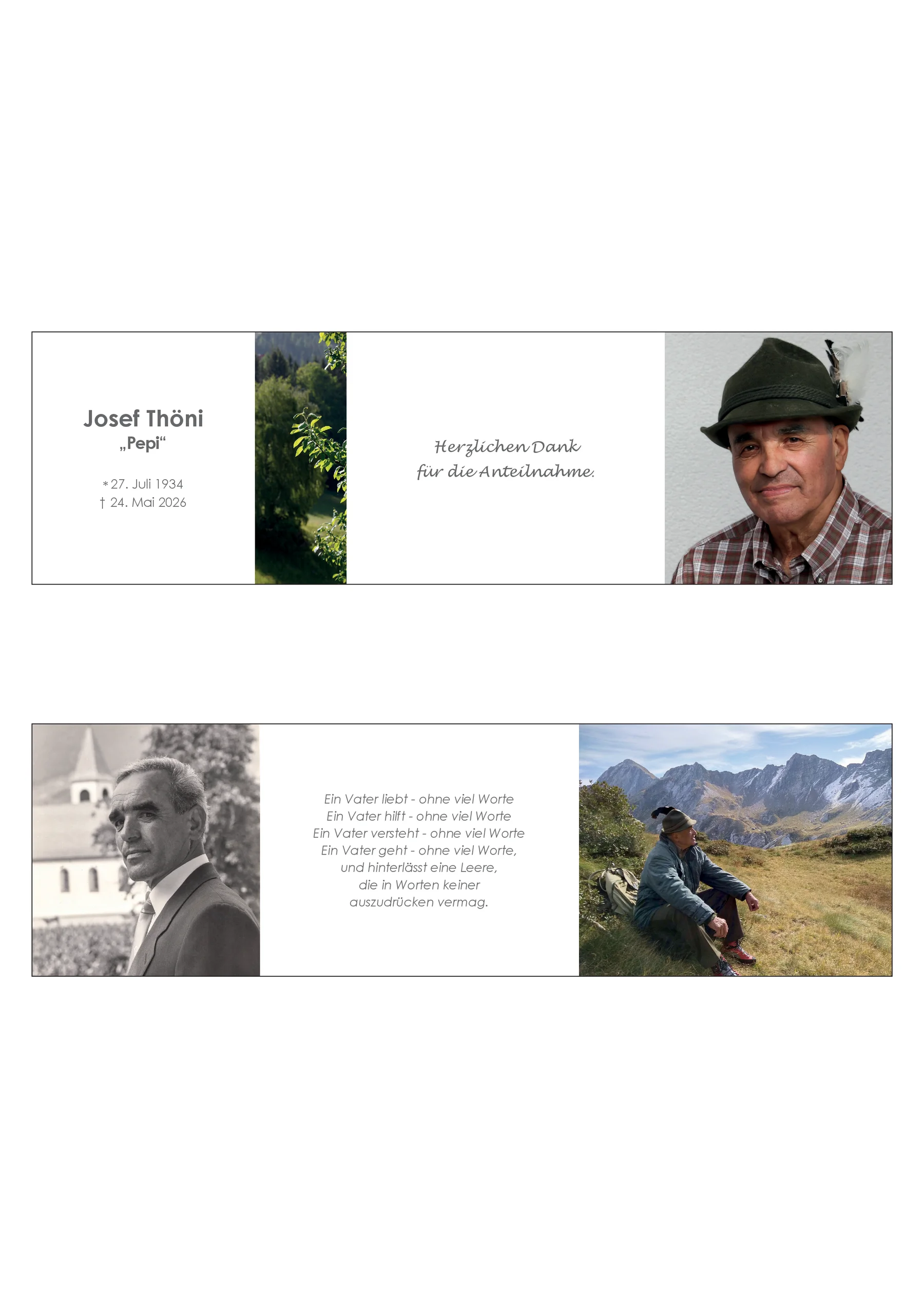 Sterbebild Josef Thöni