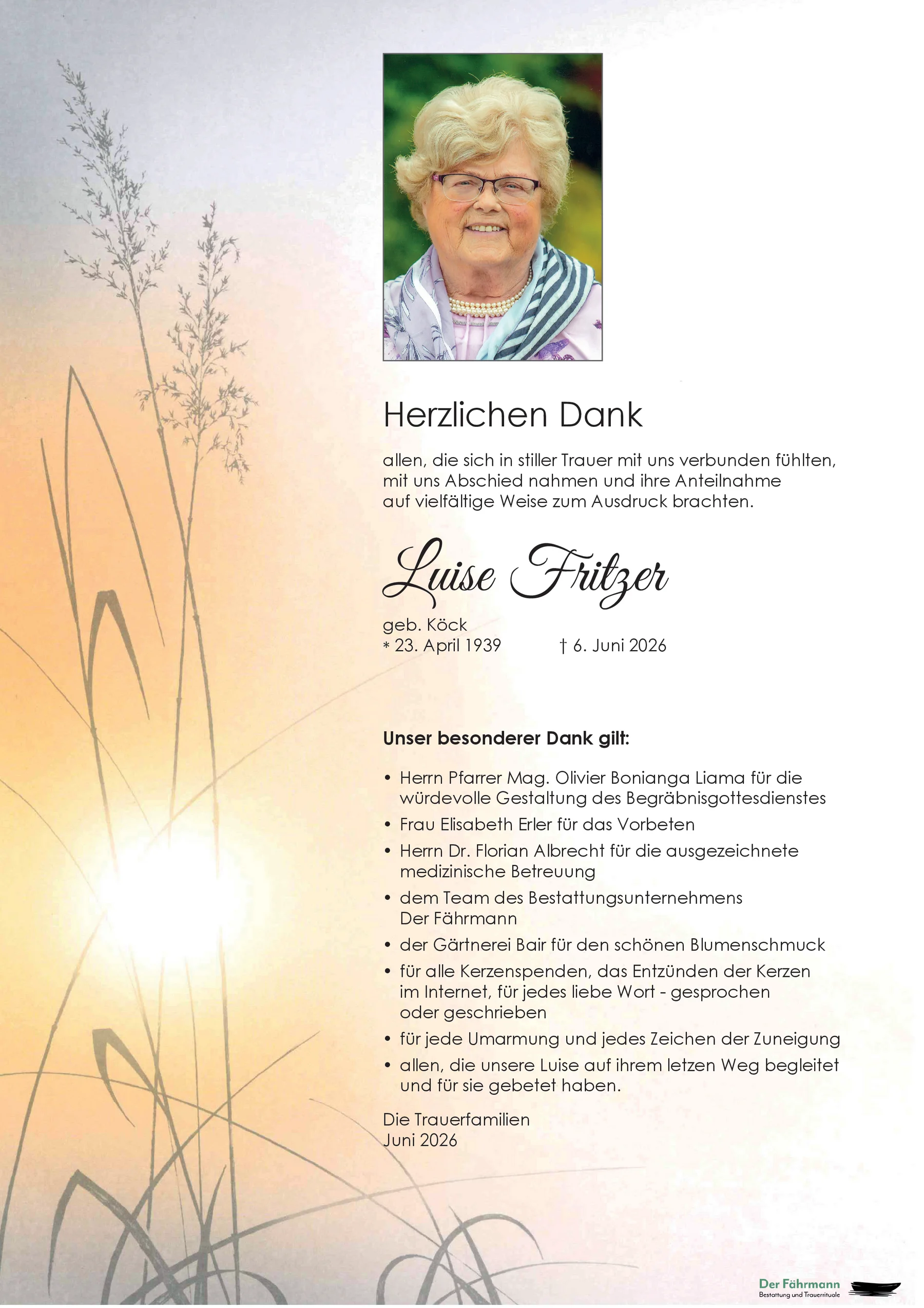 Danksagung Luise Fritzer