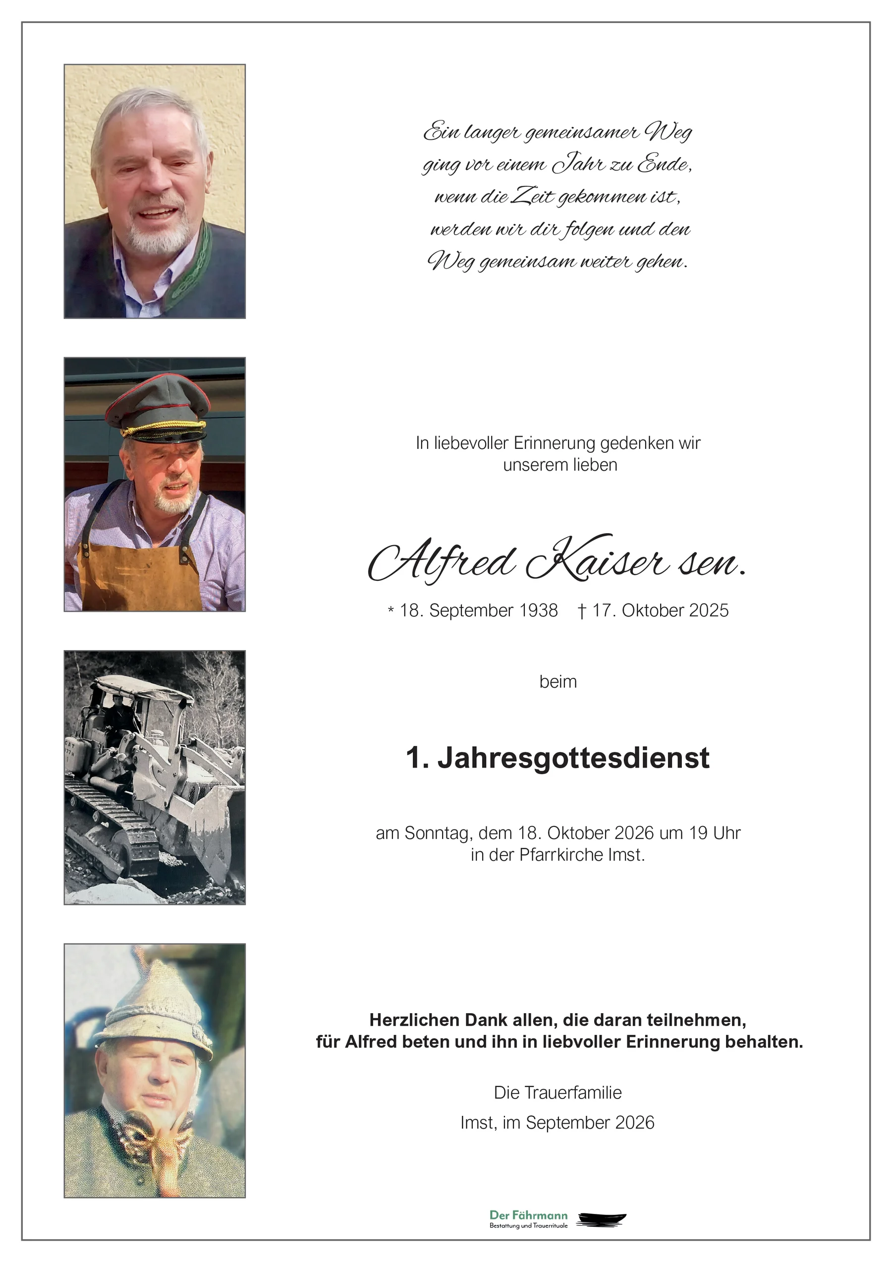 1. Jahrtag Alfred Kaiser