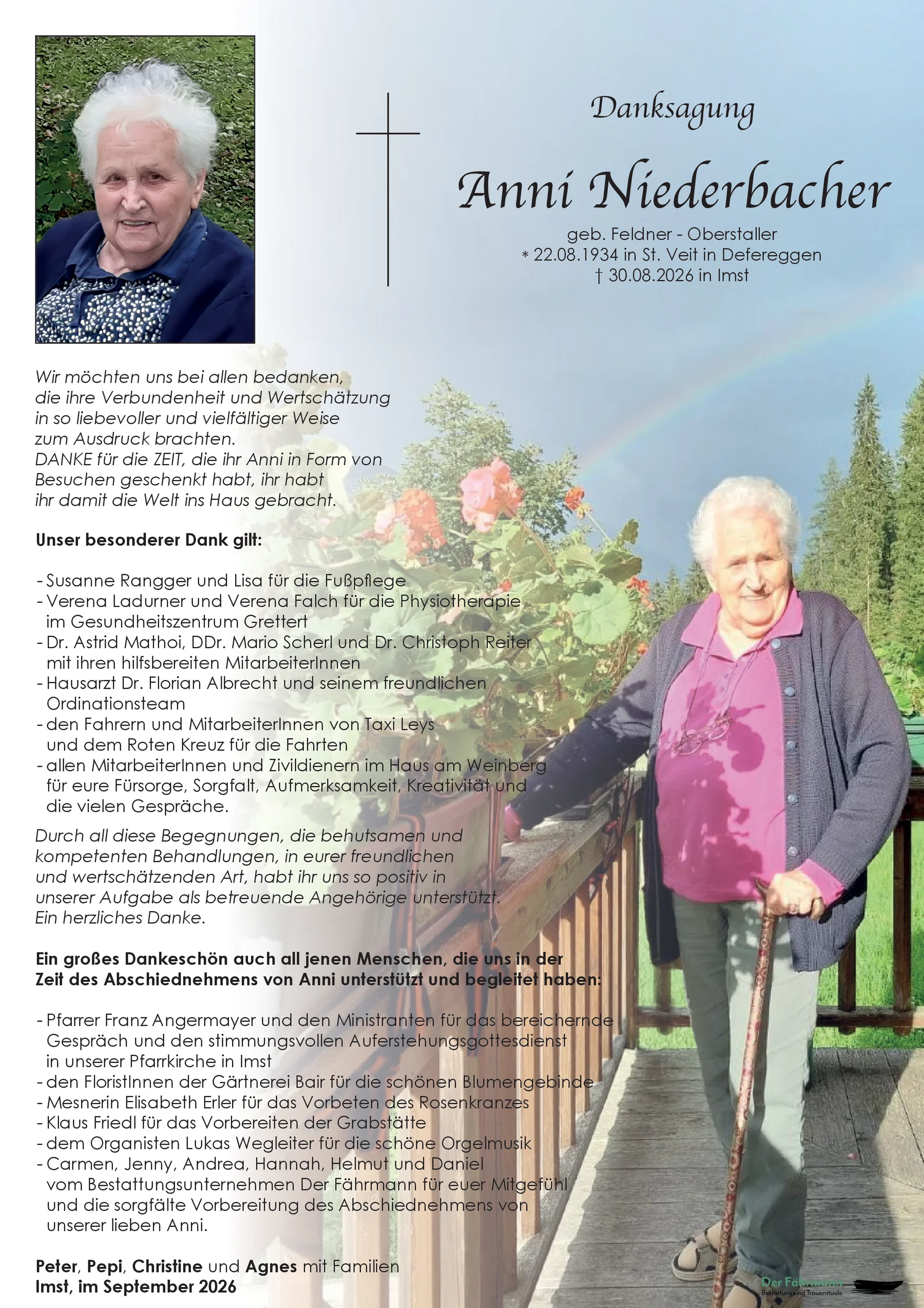 Danksagung Anna Niederbacher