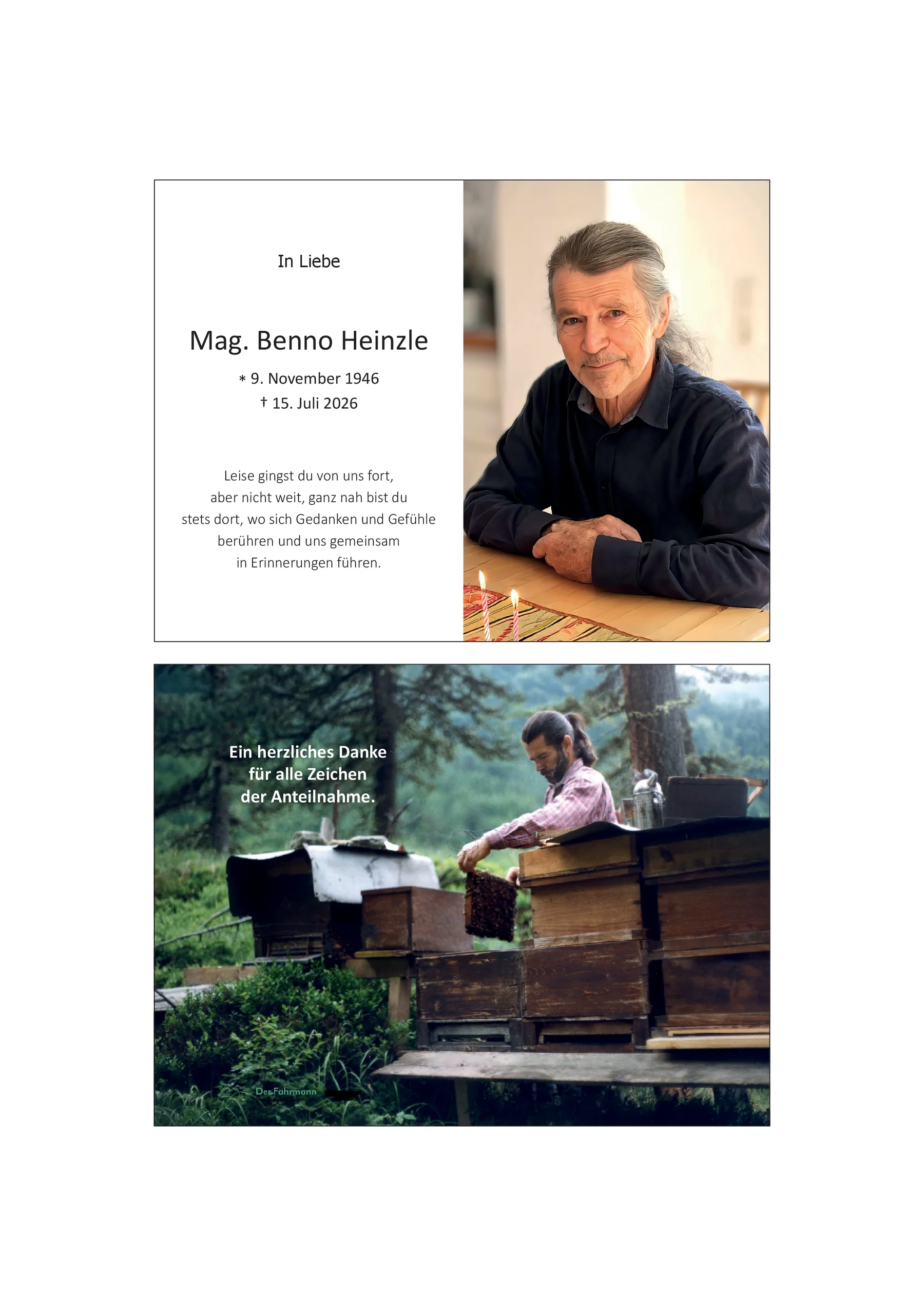 Sterbebild Benno Heinzle