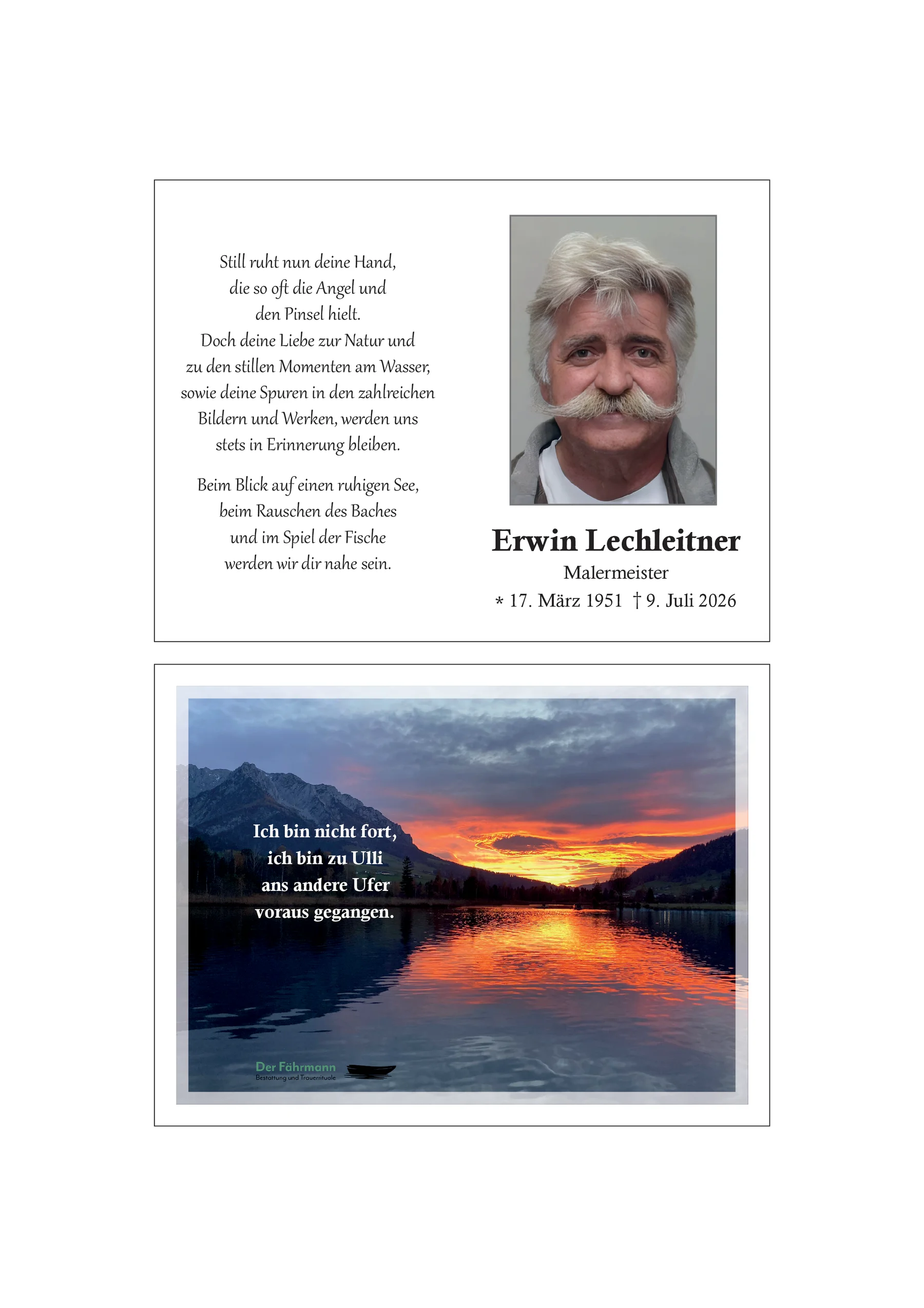 Sterbebild Erwin Lechleitner