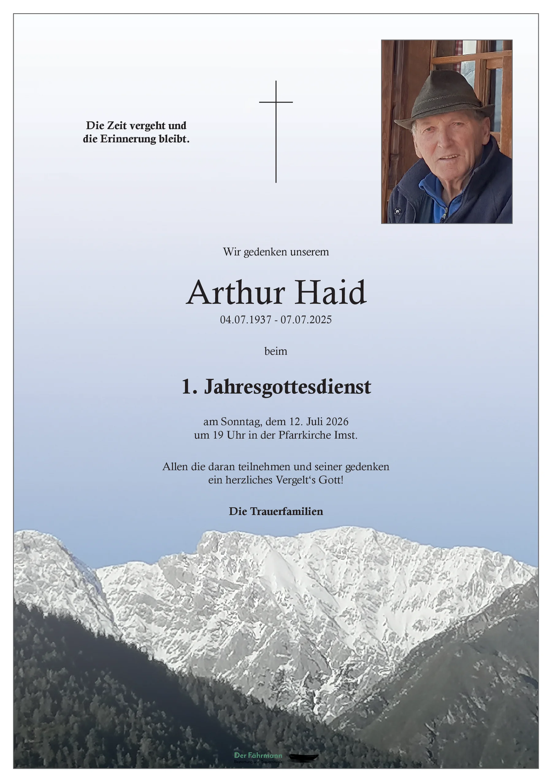 1. Jahrtag Arthur Haid