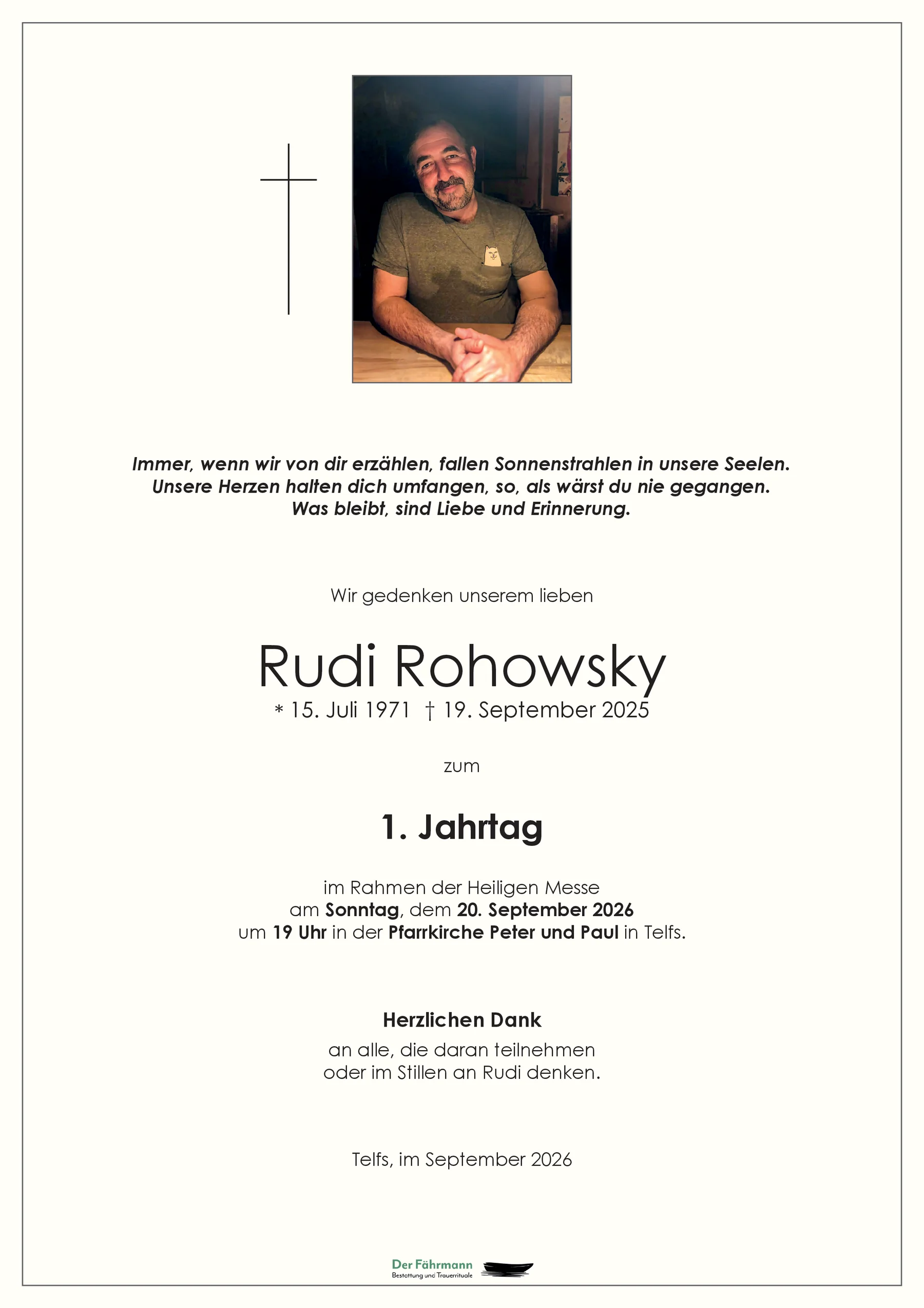 1. Jahrtag Rudolf Rohowsky