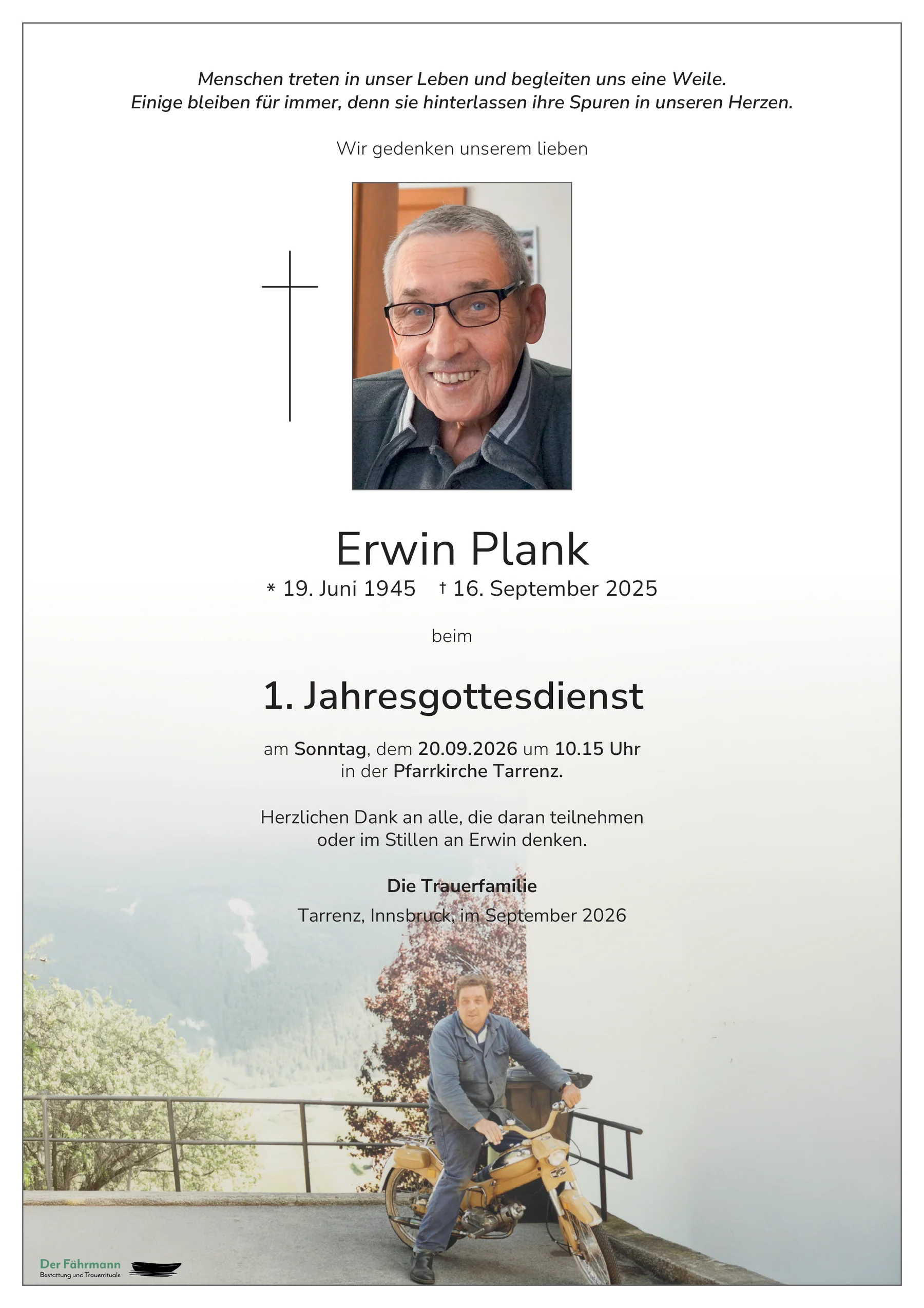 1. Jahrtag Erwin Plank