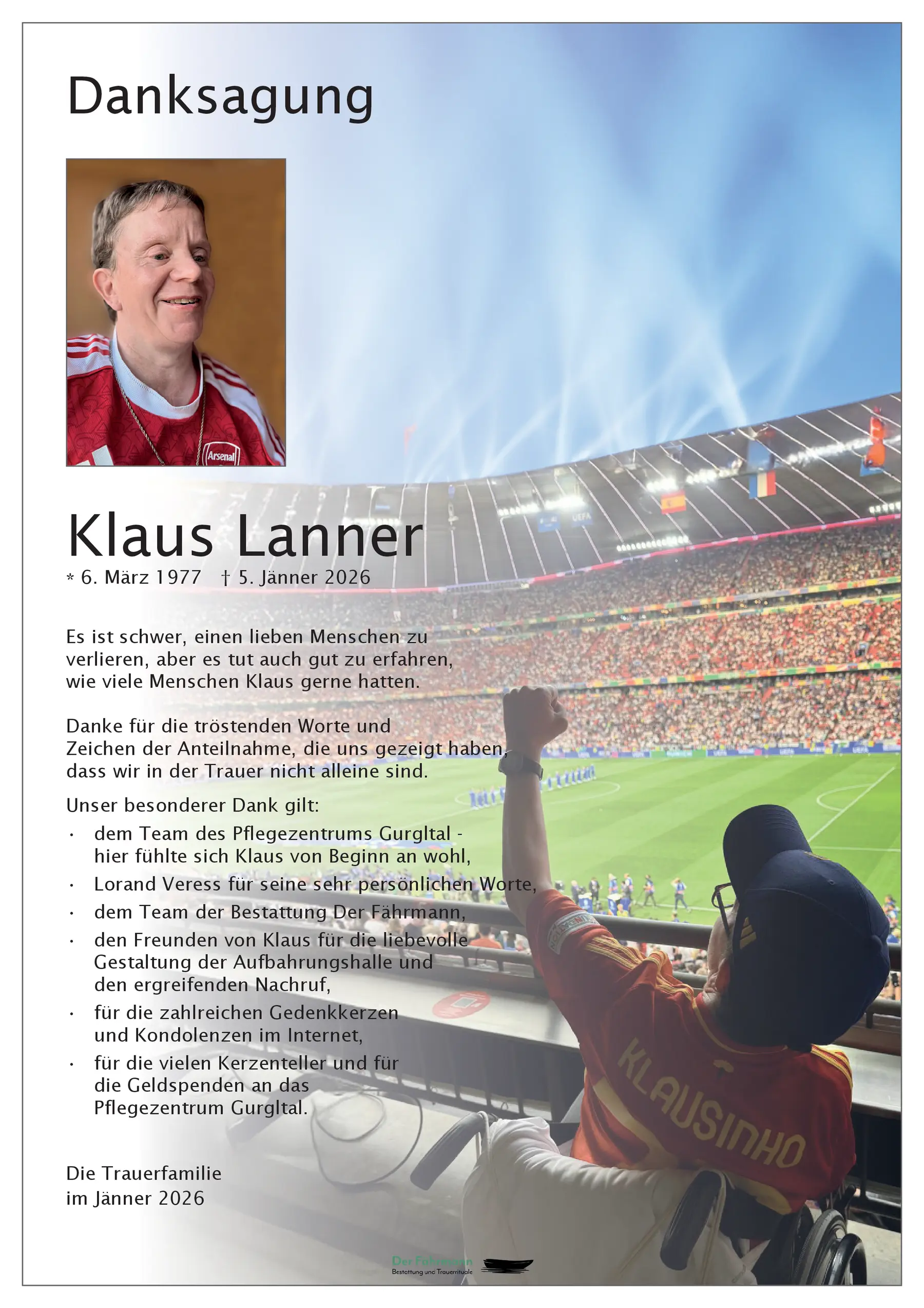 Danksagung Klaus Lanner