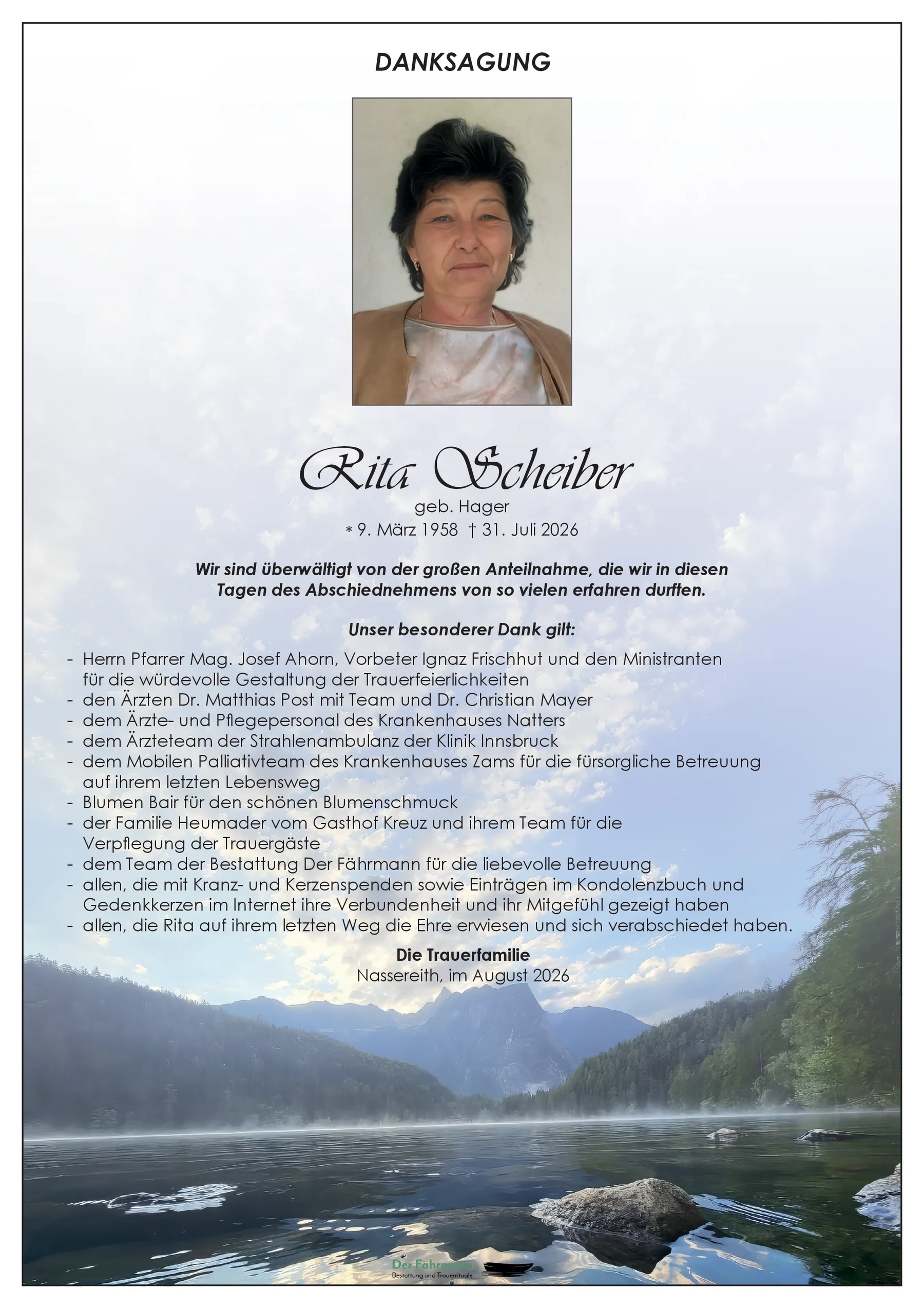 Danksagung Rita Scheiber